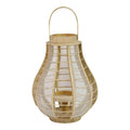 Lanterns White Lantern - 11.75" X 11.75" X 20" Light Brown White Bamboo 1 Wood Burlap  Mesh Lantern HomeRoots