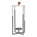 Lanterns White Lantern - 6" X 6" X 16" Grey White Metal Faux Leather Tab Farmhouse Lantern HomeRoots