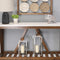 Lanterns White Lantern - 6" X 6" X 16" Grey White Metal Faux Leather Tab Farmhouse Lantern HomeRoots