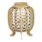 Lanterns White Lantern - 9.75" X 9.75" X 13" Natural Wood White Bamboo Wood Rope Jute Lantern HomeRoots