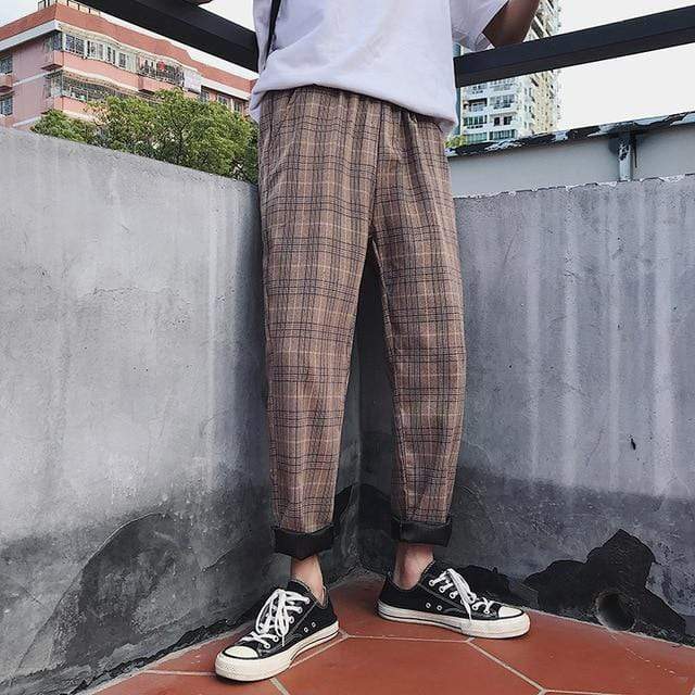 LAPPSTER Streetwear Yellow Plaid Pants Men Joggers 2020 Man Casual Straight Harem Pants Men Korean Hip Hop Track Pants Plus Size AExp