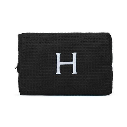 Large Cotton Waffle Makeup Bag - Black (Pack of 1)-Personalized Gifts for Women-JadeMoghul Inc.