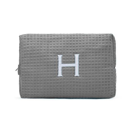 Large Cotton Waffle Makeup Bag - Gray (Pack of 1)-Personalized Gifts For Women-JadeMoghul Inc.