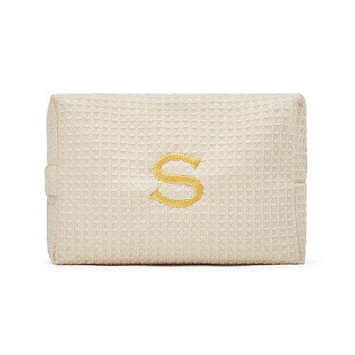 Large Cotton Waffle Makeup Bag - Ivory (Pack of 1)-Personalized Gifts for Women-JadeMoghul Inc.