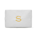 Large Cotton Waffle Makeup Bag - White (Pack of 1)-Personalized Gifts for Women-JadeMoghul Inc.