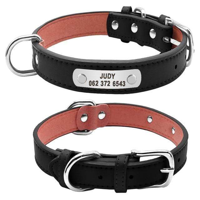 Large Durable Personalized Dog Collar PU Leather Padded Pet ID Collars Customized for Small Medium Large Dogs Cat 4 Size AExp