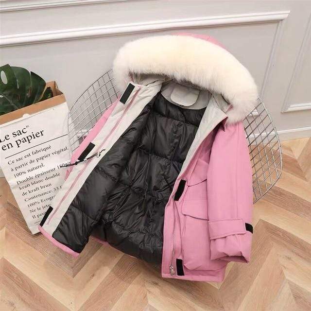 Large Natural Raccoon Fox Fur Hooded Winter Down Coat Women 90% White Duck Down Jacket Thick Warm Parkas Female Outerwear JadeMoghul Inc. 