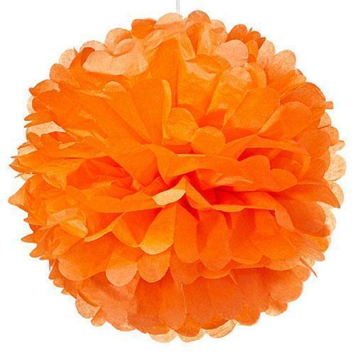 Large Paper Pom Pom - Orange (Pack of 1)-Wedding Reception Decorations-JadeMoghul Inc.