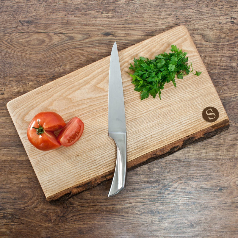 Monogrammed Gifts Large Rustic Welsh Ash Chopping Board with Circle Monogram