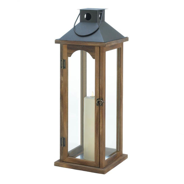 Lantern Lamp Large Simple Metal Top Wooden Lantern