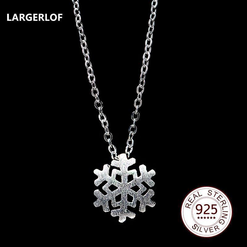 LARGERLOF 925 Silver Pendant Necklace Snow Pendant Fashion 925 Silver jewelry Women Necklaces TL11072--JadeMoghul Inc.