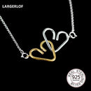 LARGERLOF 925 Sterling Silver Necklaces Pendants Women Heart Pendant Fine Jewelry 925 Silver Jewelry Chain Necklace N35044-40cm gold-JadeMoghul Inc.