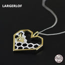 LARGERLOF 925 Sterling Silver Pendant Necklace Women Fine Jewelry Bee Pendant Heart Necklace For Women PD41048--JadeMoghul Inc.