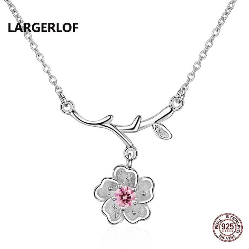 LARGERLOF Real 925 Sterling Silver Pendant Necklace Flower Pendant Women Fine Jewelry Necklaces Women NK10001--JadeMoghul Inc.