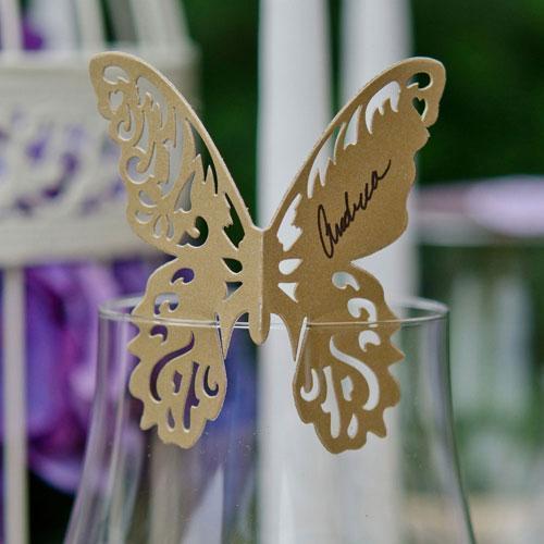 Laser Expressions Butterfly Die Cut Card Shimmer Paper Vintage Gold (Pack of 12)-Table Planning Accessories-JadeMoghul Inc.