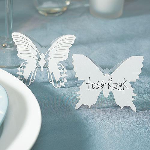 Laser Expressions Butterfly Folded Place Card - White (Pack of 12)-Weddingstar-JadeMoghul Inc.