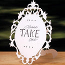 Laser Expressions Large Oval Baroque Frame Folded Signage White (Pack of 1)-Table Planning Accessories-JadeMoghul Inc.