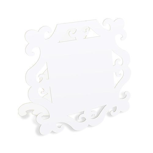 Laser Expressions Large Square Baroque Frame Folded Signage - White (12) (Pack of 12)-Wedding General-JadeMoghul Inc.