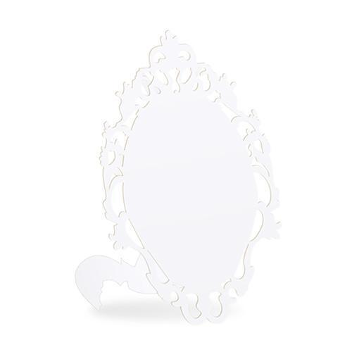 Laser Expressions Small Oval Baroque Frame Folded Place Card - White (Pack of 12)-Weddingstar-JadeMoghul Inc.