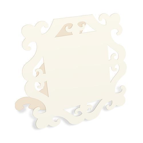 Laser Expressions Square Baroque Frame Folded Place Card - Ivory (12) (Pack of 12)-Weddingstar-JadeMoghul Inc.