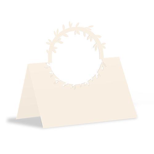 Laser Expressions Wreath Folded Place Card White (Pack of 1)-Weddingstar-JadeMoghul Inc.