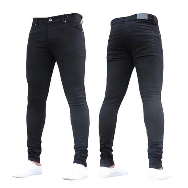 LASPERAL 2018 New Fashion Men's Casual Stretch Skinny Jeans Trousers Tight Pants Solid Color Jeans Men Brand Mens Designer Jeans-Black-S-JadeMoghul Inc.