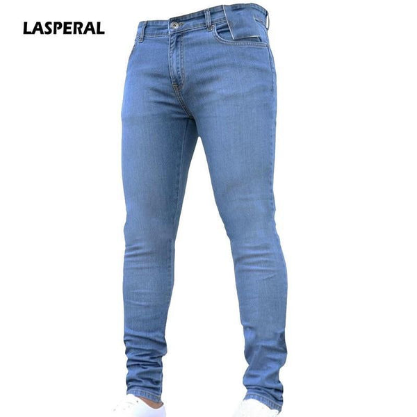 LASPERAL 2018 New Fashion Men's Casual Stretch Skinny Jeans Trousers Tight Pants Solid Color Jeans Men Brand Mens Designer Jeans-Dark Blue-S-JadeMoghul Inc.