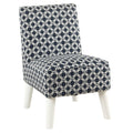 Lattice Print Fabric Upholstered Kids Slipper Chair With Splayed Wooden Legs, Blue And White-Accent Chairs-Blue and White-Rubberwood, Plywood and Fabric-JadeMoghul Inc.