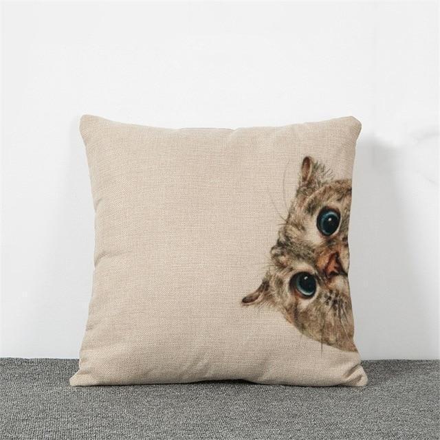 Laughing Pug Dog Cushion Cat Throw Pillow Funny Cat Lovely Dog Cotton Linen Pillows Square Home Euro Decorative HH049-Cat-JadeMoghul Inc.