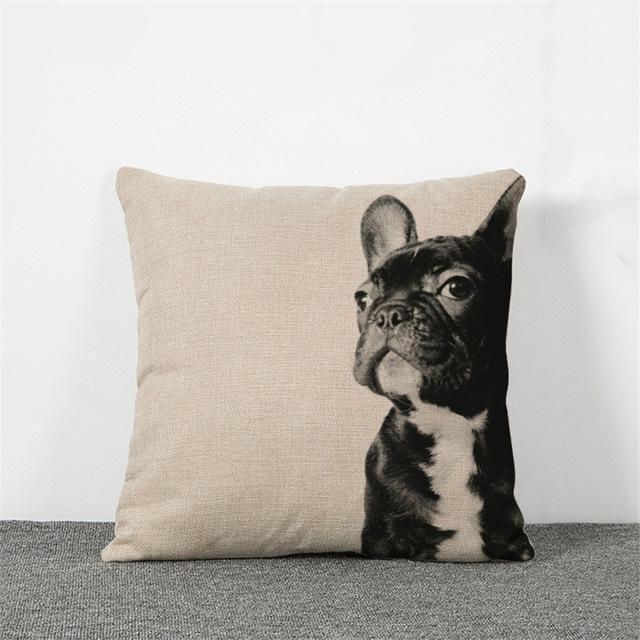Laughing Pug Dog Cushion Cat Throw Pillow Funny Cat Lovely Dog Cotton Linen Pillows Square Home Euro Decorative HH049-Dog-JadeMoghul Inc.