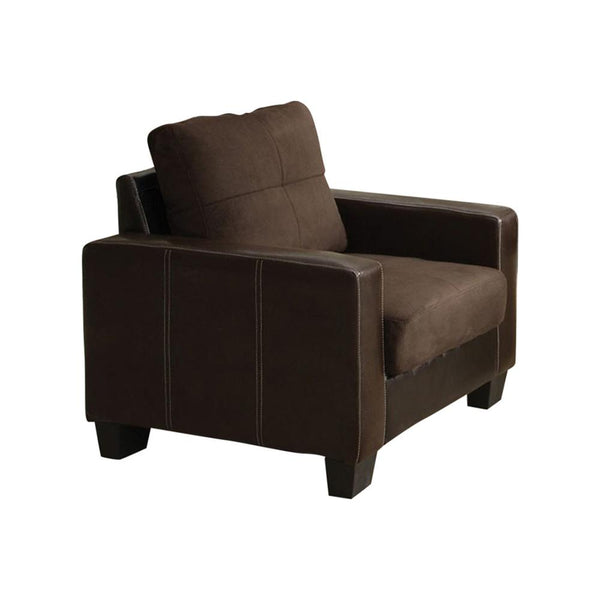 Laverne Contemporary Chair, Chocolate & Espresso Color-Living Room Furniture Sets-Chocolate, Espresso-Elephant Skin Microfiber Leatherette-JadeMoghul Inc.