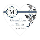 Lavish Monogram Heart Sticker Berry (Pack of 1)-Wedding Favor Stationery-Black-JadeMoghul Inc.