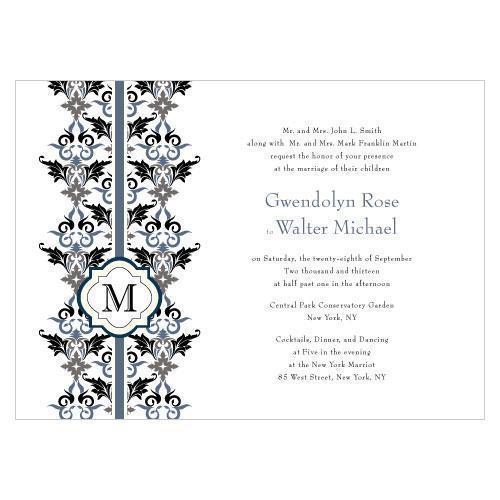 Lavish Monogram Invitation Berry (Pack of 1)-Invitations & Stationery Essentials-Plum-JadeMoghul Inc.