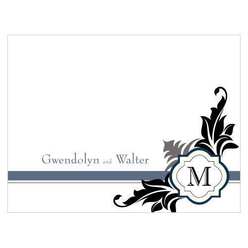 Lavish Monogram Note Card Berry (Pack of 1)-Weddingstar-Berry-JadeMoghul Inc.