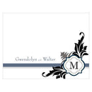 Lavish Monogram Note Card Berry (Pack of 1)-Weddingstar-Periwinkle-JadeMoghul Inc.