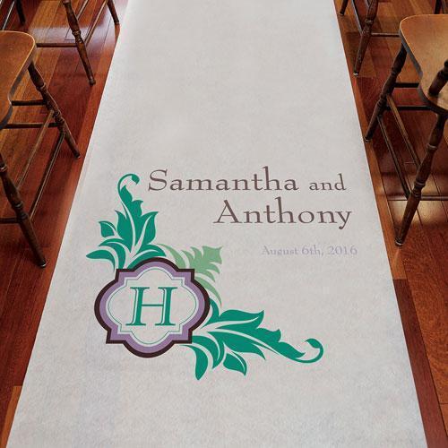 Lavish Monogram Personalized Aisle Runner White With Hearts Berry (Pack of 1)-Aisle Runners-Periwinkle-JadeMoghul Inc.