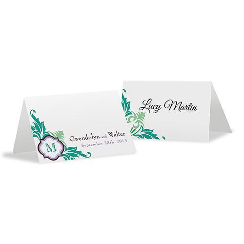 Lavish Monogram Place Card With Fold Berry (Pack of 1)-Table Planning Accessories-Black-JadeMoghul Inc.