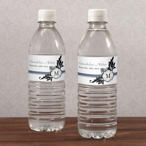 Lavish Monogram Water Bottle Label Berry (Pack of 1)-Wedding Ceremony Stationery-Berry-JadeMoghul Inc.