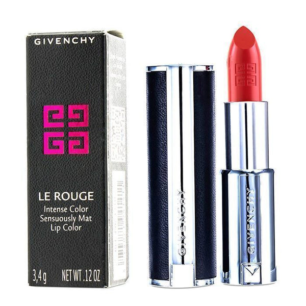 Le Rouge Intense Color Sensuously Mat Lipstick - # 324 Corail Backstage (Genuine Leather Case) - 3.4g-0.12oz-Make Up-JadeMoghul Inc.