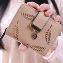 Leaf Design Multi Pocket PU leather Wallet-apricot-JadeMoghul Inc.