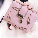 Leaf Design Multi Pocket PU leather Wallet-pink-JadeMoghul Inc.