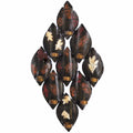 Leaf-Print Wall decor With Candle Holder, Brown-Candleholders-Brown-Metal-JadeMoghul Inc.