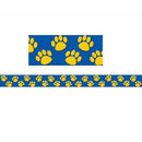 Blue With Gold Paw Prints Border