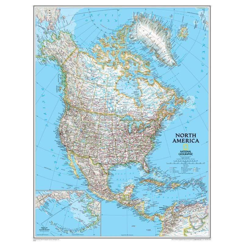 Learning Materials North America Wall Map 24 X 30 NATIONAL GEOGRAPHIC MAPS