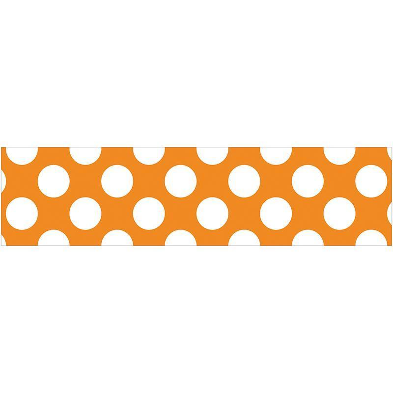 Learning Materials Orange W Polka Dot Straight Borders CARSON DELLOSA
