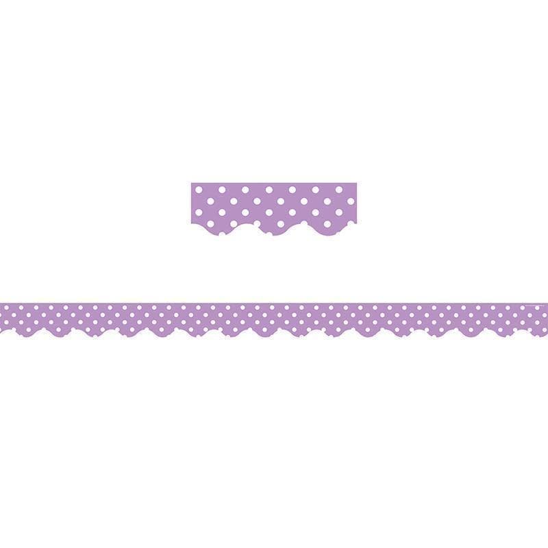 Learning Materials Orchid Polka Dots Scalloped Border TEACHER CREATED RESOURCES