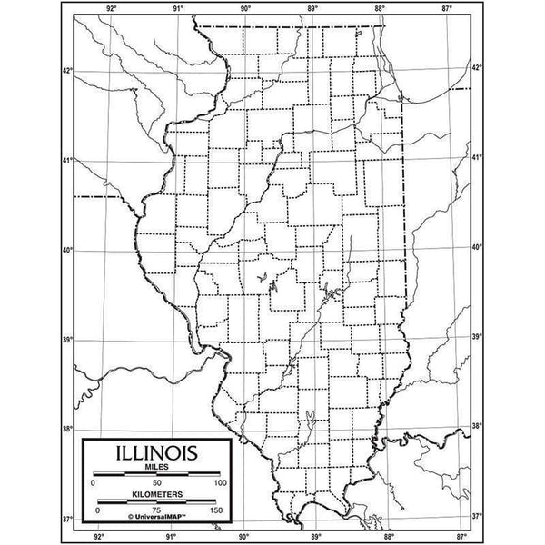 Learning Materials Outline Map Laminated Illinois KAPPA MAP GROUP / UNIVERSAL MAPS