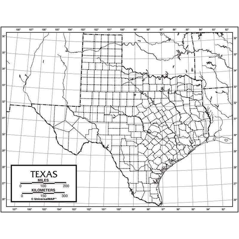 Learning Materials Outline Map Laminated Texas KAPPA MAP GROUP / UNIVERSAL MAPS