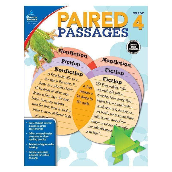 Learning Materials Paired Passages Workbook Grade 4 CARSON DELLOSA