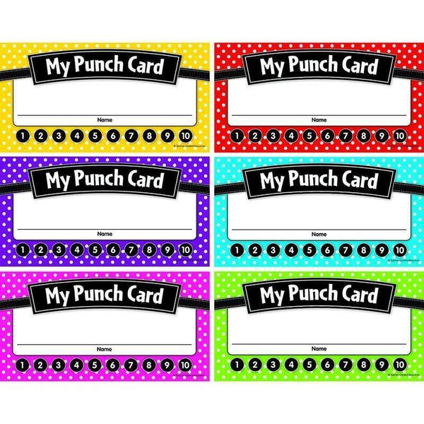 Learning Materials Polka Dots Punch Cards TEACHER CREATED RESOURCES